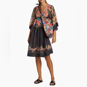 Johnny Was Black Royal Easy Cotton & Silk Cover-Up Dress Size M